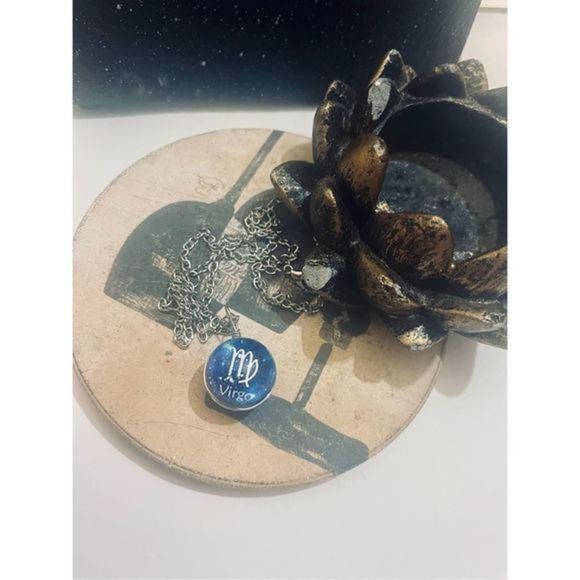Virgo BLUE GLOBE ZODIAC STAR SIGN HOROSCOPE NECKLACE - Picture 2 of 9